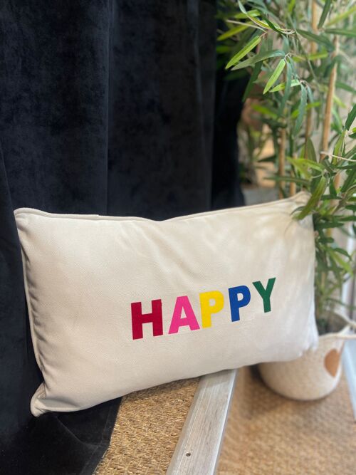 Coussin " HAPPY" multicolore