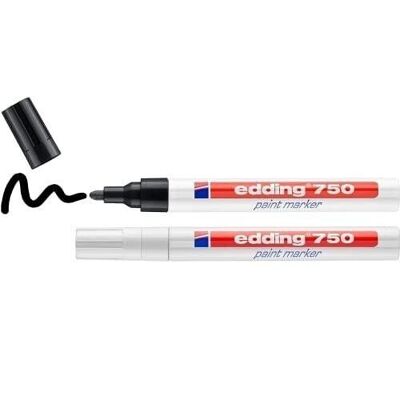 Edding 750 Paint marker blister pack of 2 assorted - 2 pens - 2-4mm round tip - paint marker for labeling metal, glass, rock or plastic - heat resistant, permanent and waterproof