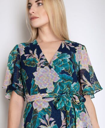 Robe à fleurs avec décolleté plongeant en V 4