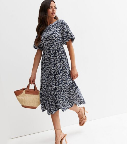 Floral Print Tiered Midi Dress