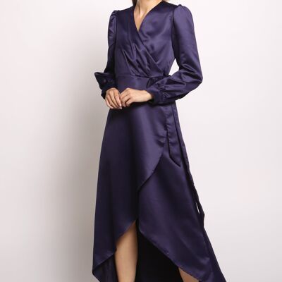 Full Sleeve Maxi Wrap Dress - NAVY