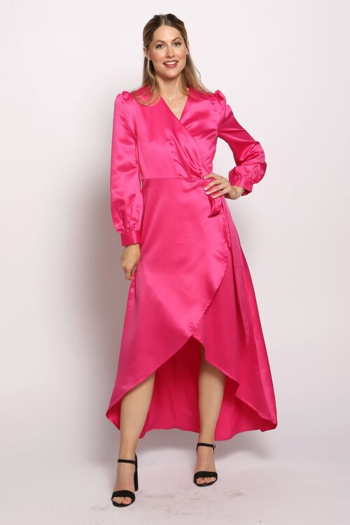 Full Sleeve Maxi Wrap Dress - PINK