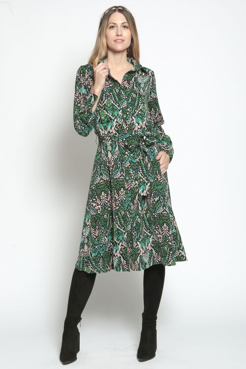 Abstract Print Midi Shirt Dress