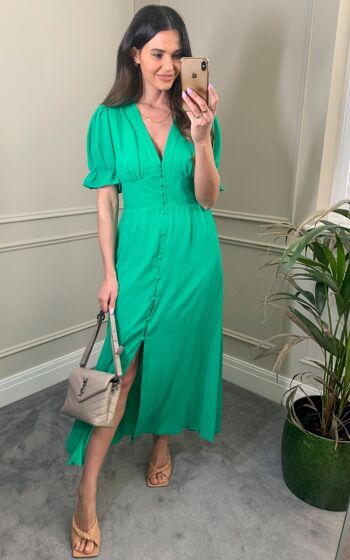 Maxi Robe Chemise Col Bas - Vert 8