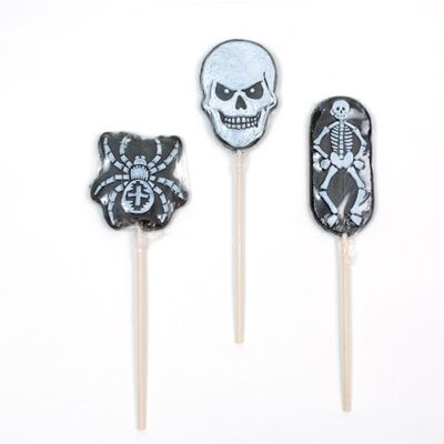Horror Lollipops - Totenkopf, Spinne und Skelett Mixed Case 24 Lollipops