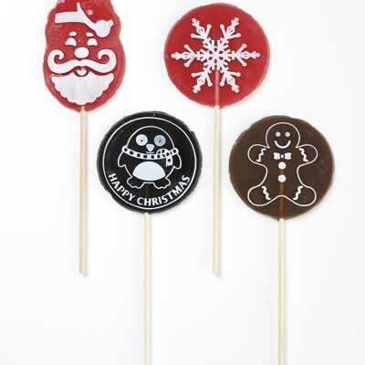 Christmas Lollipops - Fiocco di neve, Babbo Natale, Omino di pan di zenzero e Pinguino Mix 24s