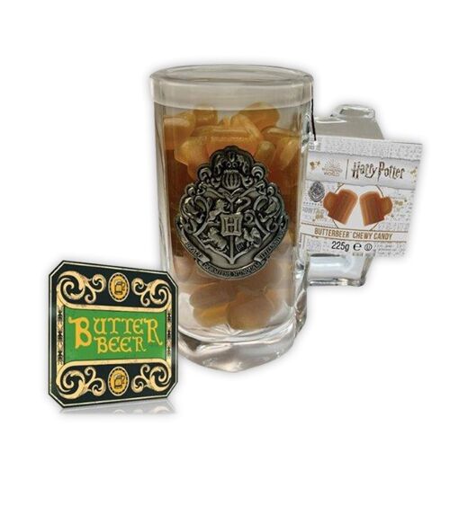 Harry Potter Butterbeer Chewy Candy filled Glass Mug and Coaster (62279)