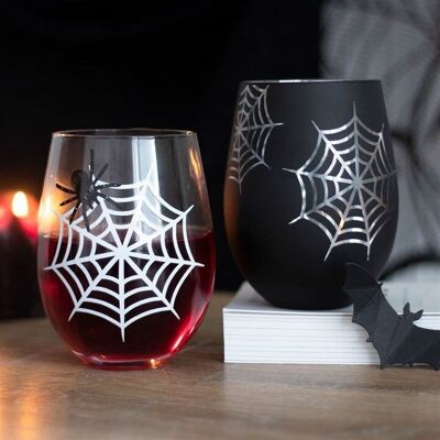 Set di 2 bicchieri da vino senza stelo Spider e Web