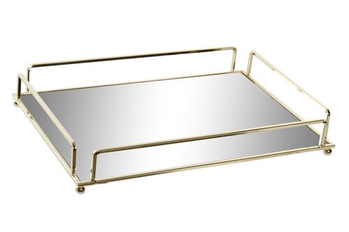 BANDEJA DECORACION METAL ESPEJO 30X20X5 DORADO BD170685