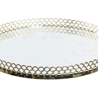 BANDEJA DECORACION METAL ESPEJO 25X25X3 DORADO BD183060