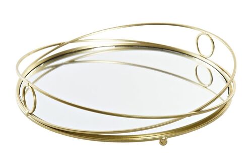 BANDEJA METAL ESPEJO 28X28X4,5 CIRCULO DORADO BD186626