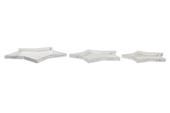 CENTRE DE TABLE SET 3 BOIS 57X54X3 DÉCAPAGE BLANC BD190124 8