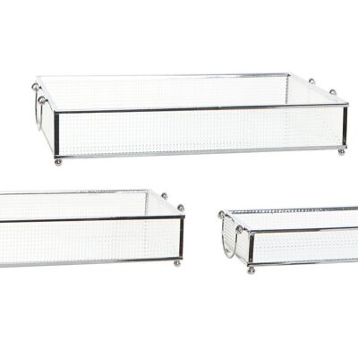 BANDEJA DECORACION SET 3 CRISTAL METAL 31X18X5,5 BD191339