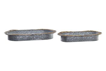 CENTRE DE TABLE SET 2 FIBRE DE FER 51X26X7 GRIS BD192757 4