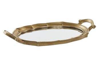 PLATEAU MIROIR RÉSINE 41X23X4,5 DORÉ BD196303 1