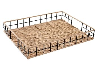 PLATEAU DÉCORATION METAL FIBRE 40X30X6 NATUREL BD203334 1