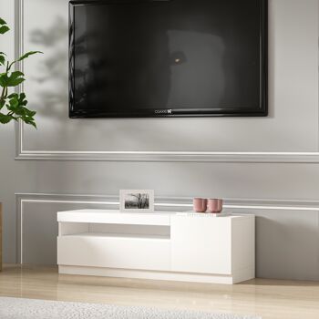 Meuble bas TV blanc avec lumières LED droite 1/2 9475 1