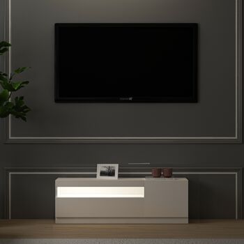 Meuble bas TV blanc avec lumières LED droite 1/2 9475 2