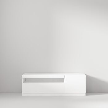 Meuble bas TV blanc avec lumières LED droite 1/2 9475 3