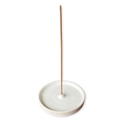 Incense holder - ceramic - white - round - Ø13 cm