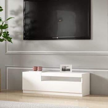 Meuble bas TV blanc avec éclairage LED gauche 2/2 9482 1
