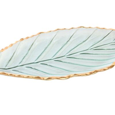 CENTRE DE TABLE EN VERRE 35X21X2 FEUILLE TRANSPARENTE BD205694