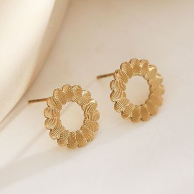 Flower circle earrings