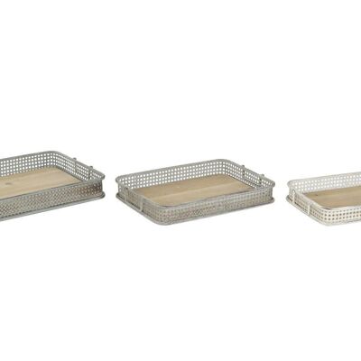 TRAY SET 3 METAL 53X38X8 AGED MULTICOLORED BD206188