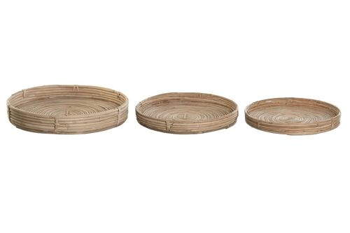 BANDEJA SET 3 RATAN 45X45X6 NATURAL DC202126