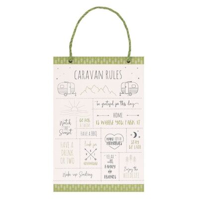 Cartello da 30 cm Happy Camper Caravan Rules
