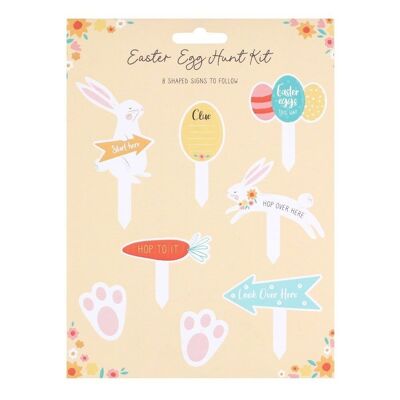 Kit de letreros de cartón de búsqueda de huevos de Pascua