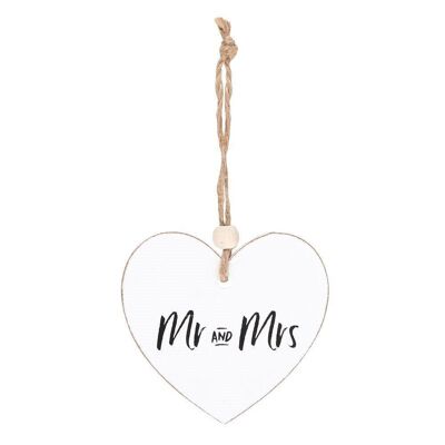 Mr and Mrs Hanging Heart Sentiment Sign