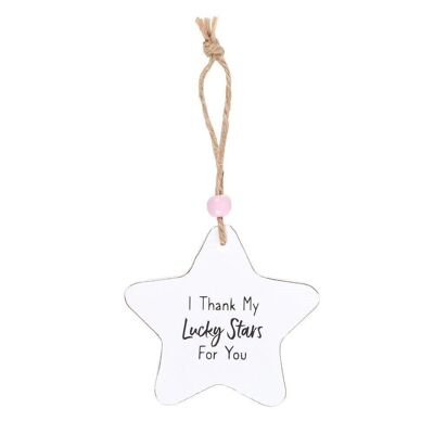 Grazie a My Lucky Stars Hanging Star Sentiment Sign