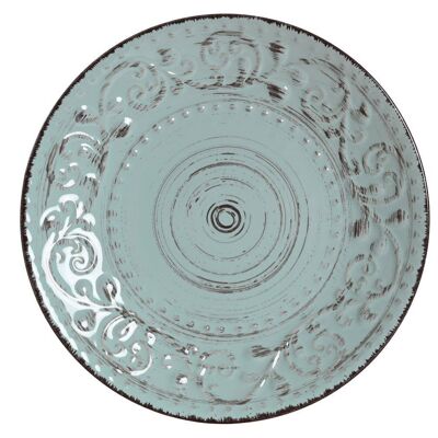 STONEWARE PLATE 21X21X2 BLUE RELIEF LC120254