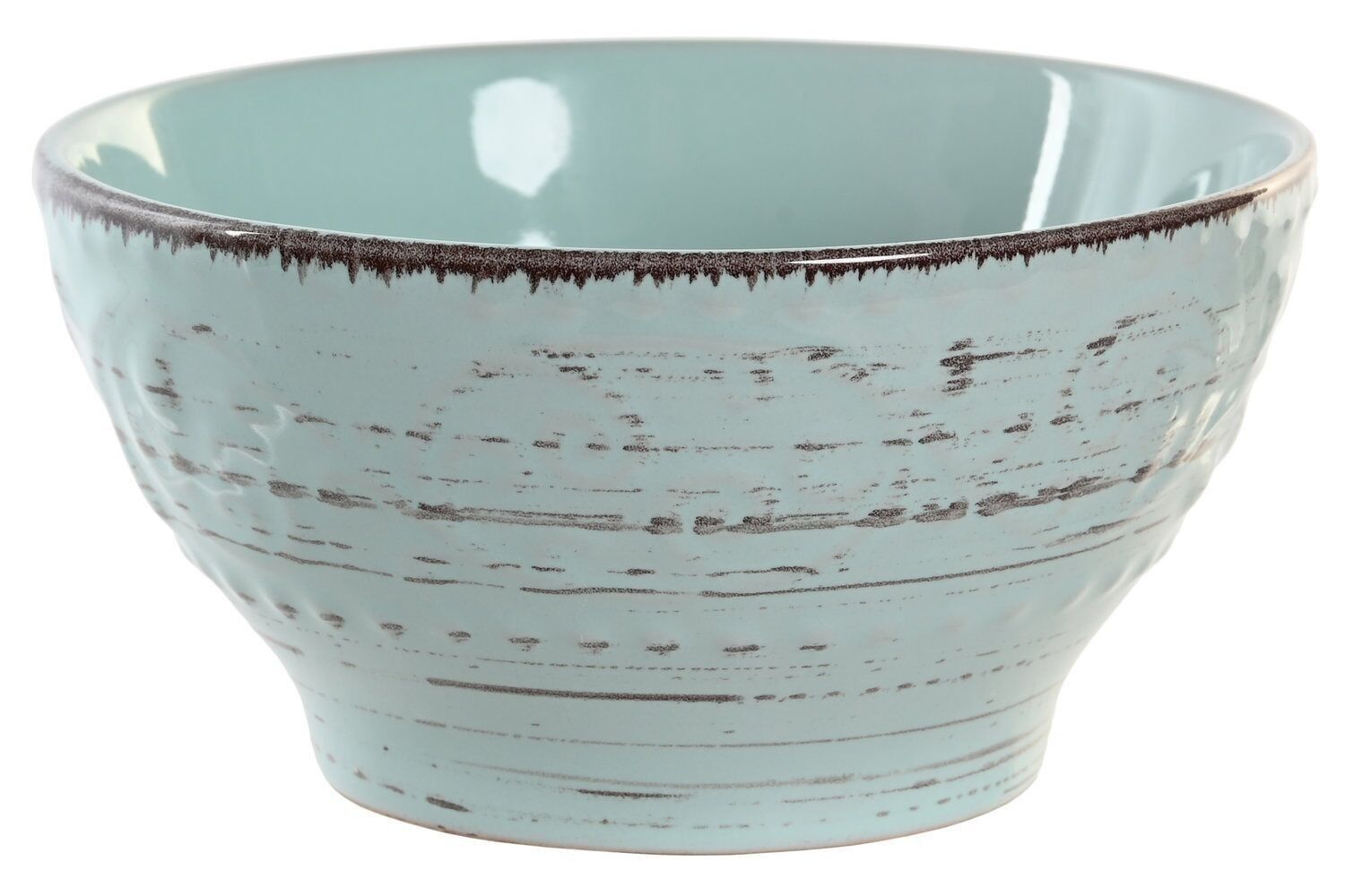 SCHÜSSEL AUS STEINZEUG 15X15X8 580 ML. BLAUES RELIEF LC120256