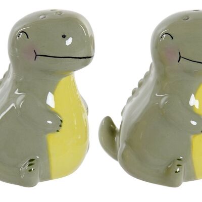 SALT SHAKER SET 2 DOLOMITE 6,6X7X7,7 GREEN DINOSAUR LC173478