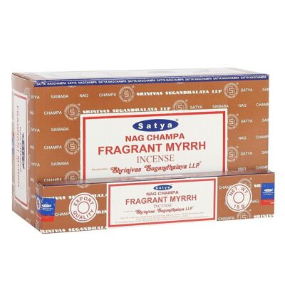 12 paquets de bâtons d'encens parfumés à la myrrhe par Satya