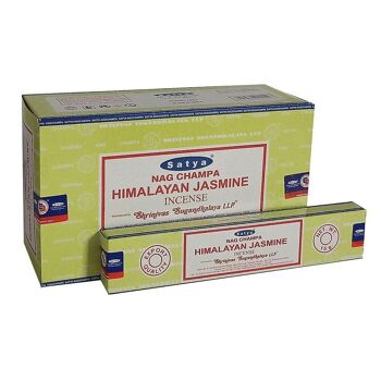 Lot de 12 paquets de bâtons d'encens au jasmin de l'Himalaya par Satya