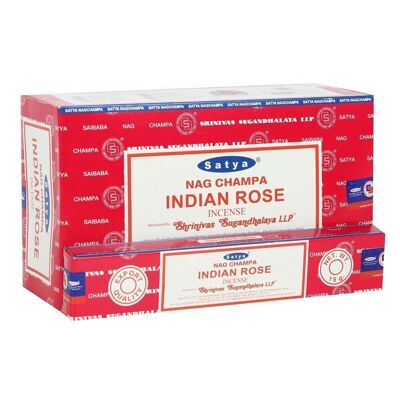 Set mit 12 Packungen Satya Indian Rose Räucherstäbchen