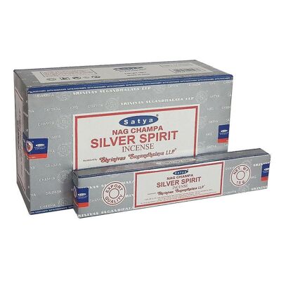 Set di 12 pacchetti di bastoncini di incenso Silver Spirit di Satya