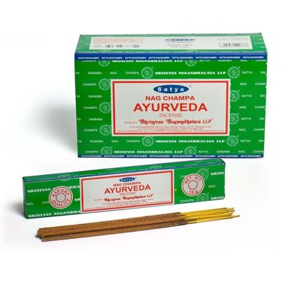 Set mit 12 Päckchen Ayurveda-Räucherstäbchen von Satya