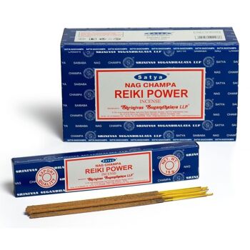 Lot de 12 paquets de bâtons d'encens Reiki Power par Satya