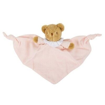 Triangle Bear Cuddly Toy with Rattle 20Cm - Powder Pink Organic Cotton