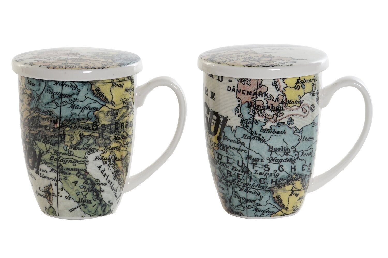 TAZZA PER INFUSO IN PORCELLANA 12X8,3X11 380ML MAPPA DEL MONDO LC175750