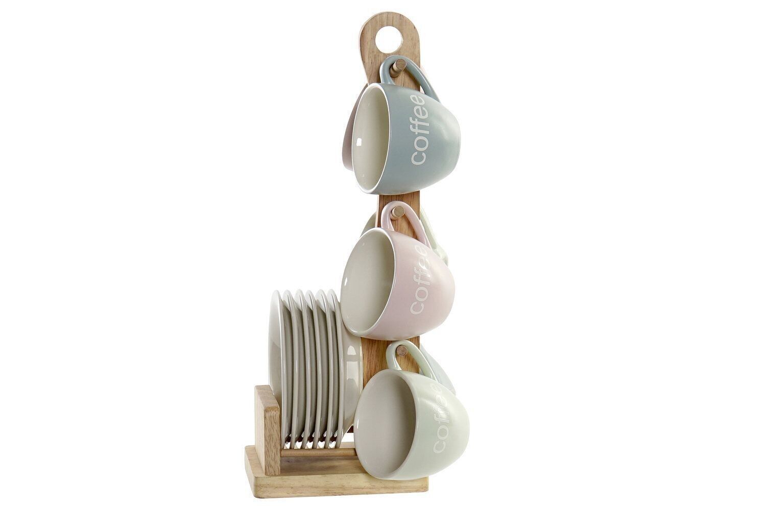 KAFFEESET 6 STEINZEUGGUMMIHOLZ 10X7,5X7,5 150Ml. GRÜN LC179315