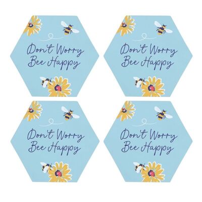 Set di sottobicchieri Don't Worry Be Happy