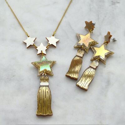 Multi Stars & Tassel Necklace