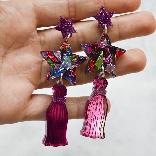 Star Tassel Dangle Stud Earrings