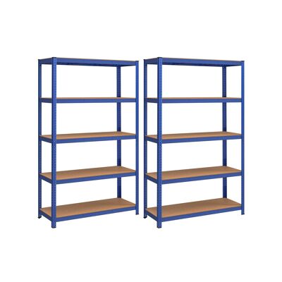 Set of 2 basement shelves 200 cm high blue 60 x 120 x 200 cm (D x W x H)