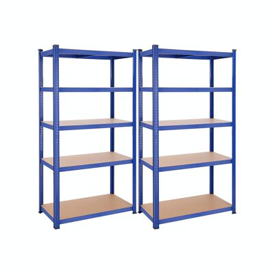 Lot de 2 casiers de rangement hauteur 200 cm bleu 50 x 100 x 200 cm (P x L x H)